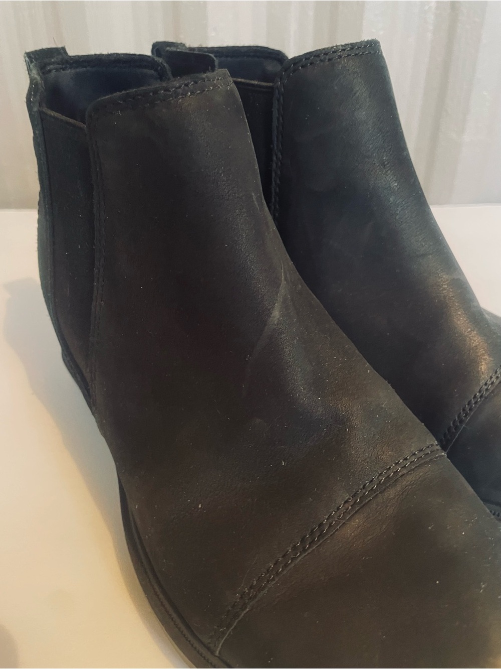 Sorel Evie II Chelsea Boots Women's 9 Black Leather Hidden Wedge Heel Waterproof - Picture 12 of 13